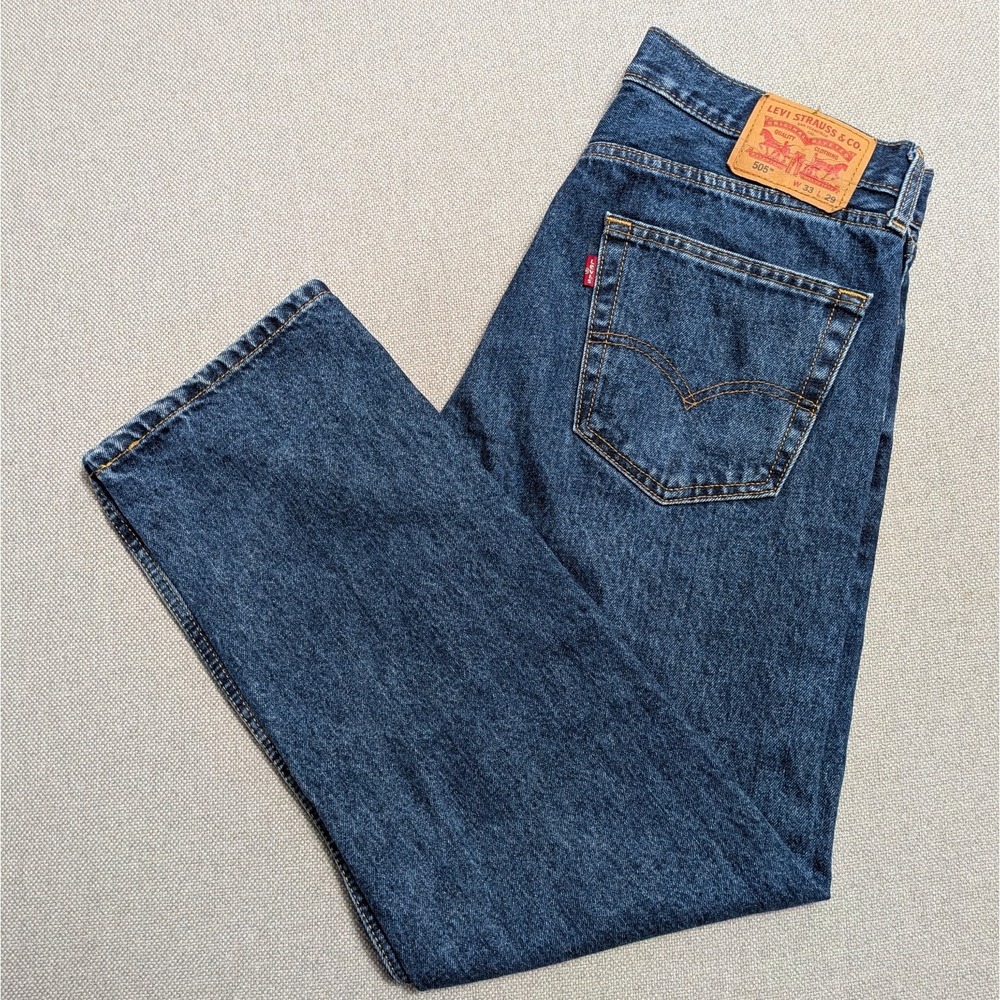 Levi's 505 Men's 33x29 Jeans Dark Wash Regular Fit Denim Zip Fly